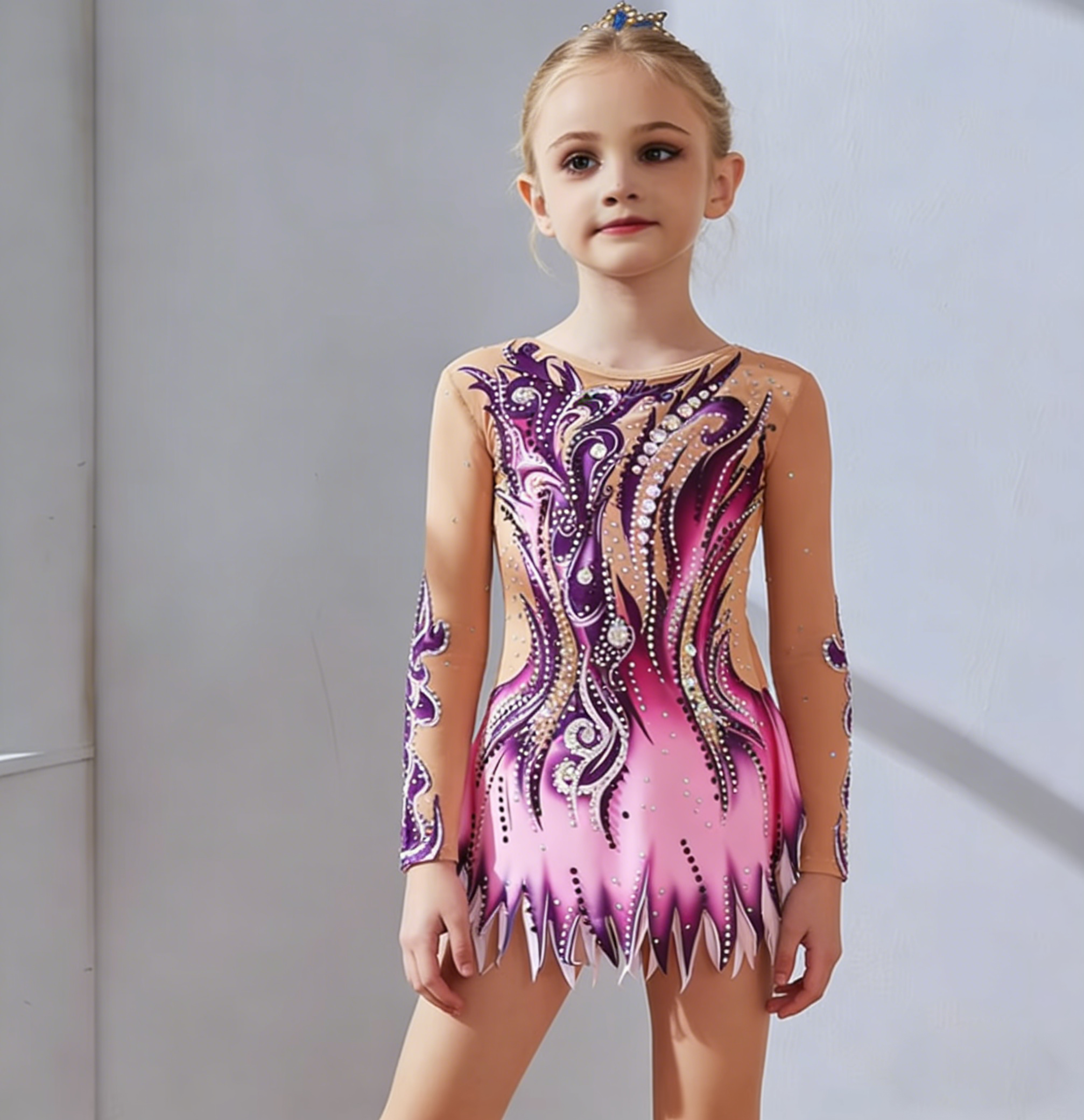 Rhinestone Banding Trim - Girls Luxury Rhinestone Rhythmic Gymnastics Leotard