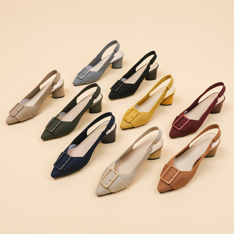 Embellish Knit - Womens Pointed Toe Knit Hollow Sandals