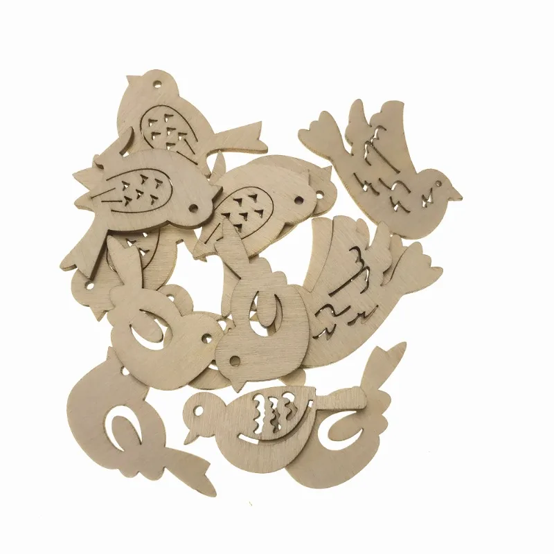 50pcs Wooden Bird Pattern DIY  - Embellishments For Scrapbooking ulasan dan harga
