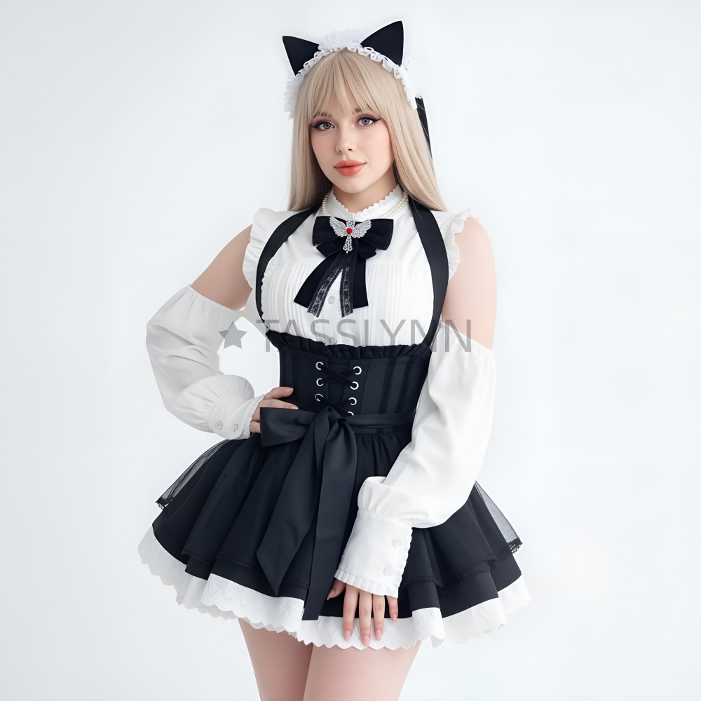 Cat Ear Nun Maid Dress Women's - Embellish Knit ulasan dan harga