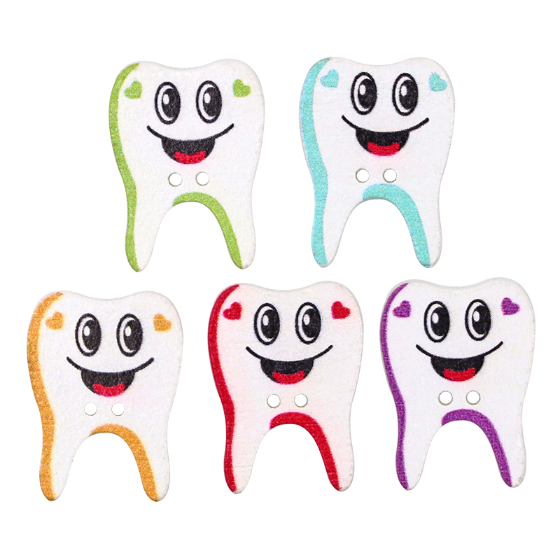 50/100pcs Wooden Button Tooth  - Embellishments For Scrapbooking ulasan dan harga