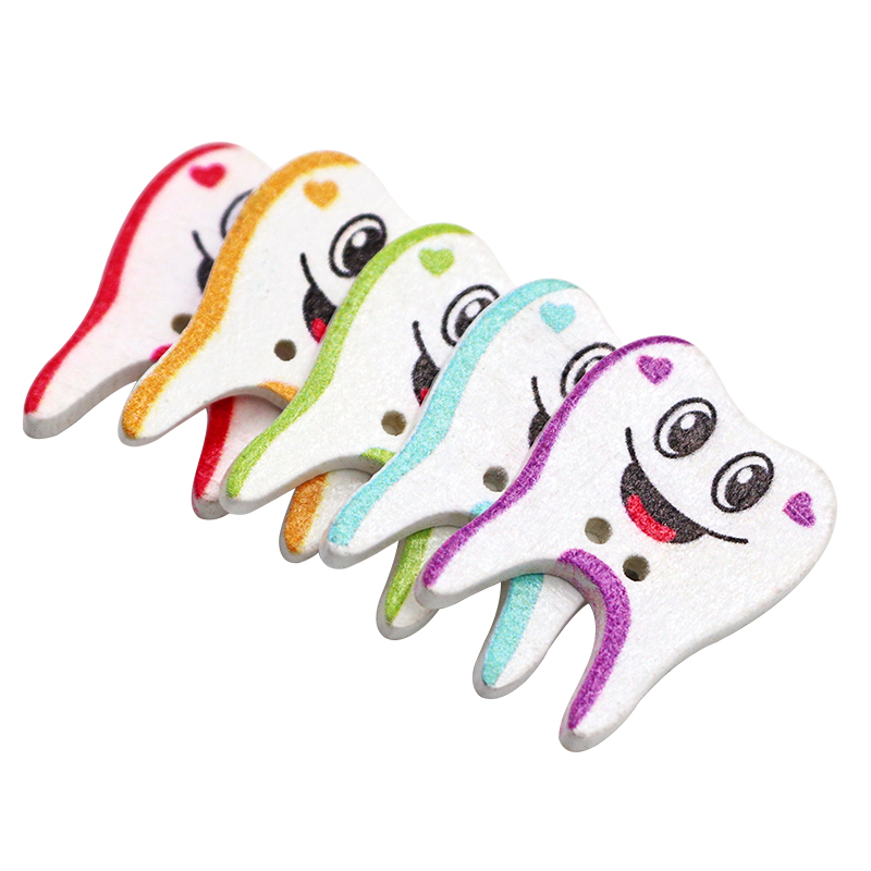 50/100pcs Wooden Button Tooth  - Embellishments For Scrapbooking ulasan dan harga