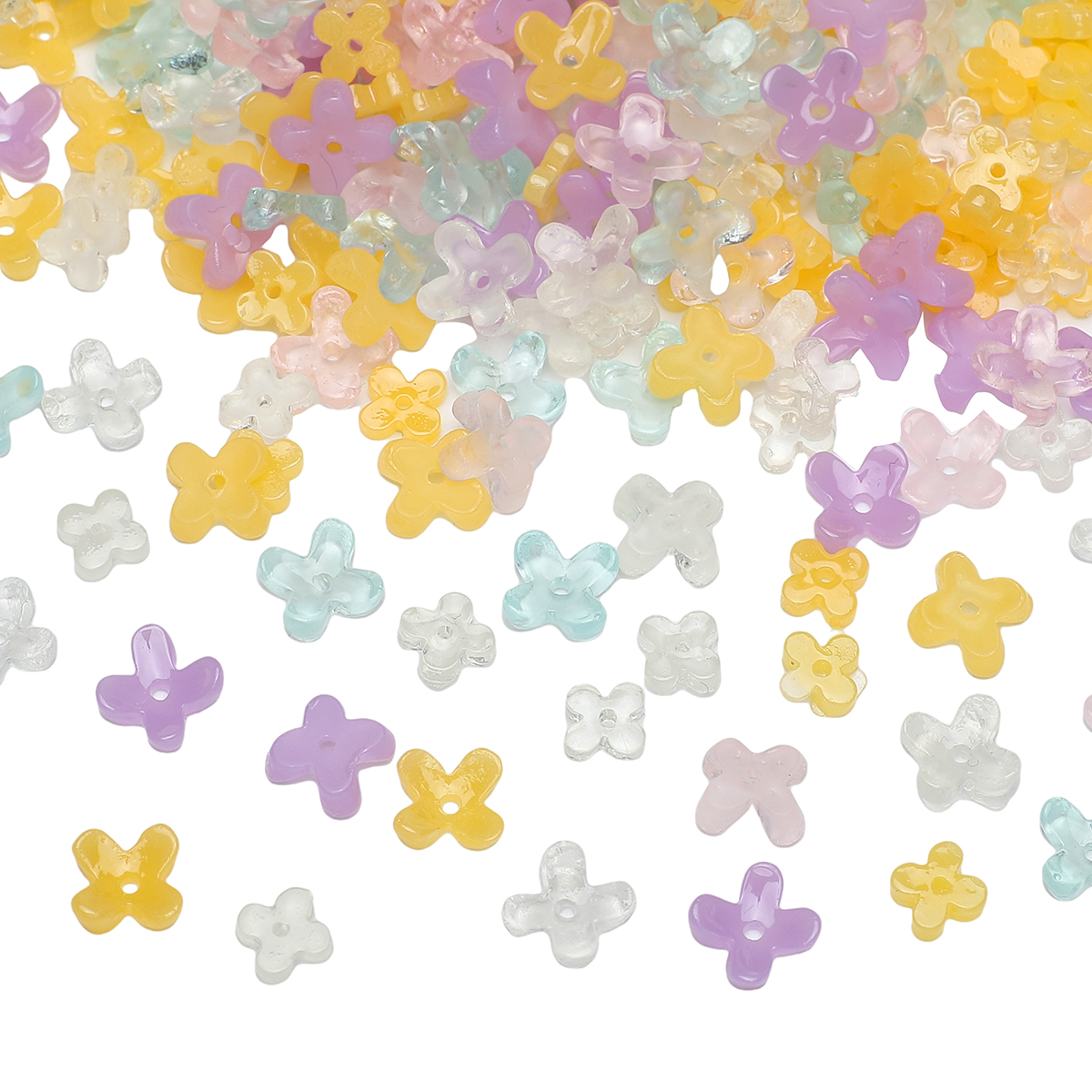 20pcs 5 7mm Resin 4 Petals Flo - Embellishment Crafts ulasan dan harga