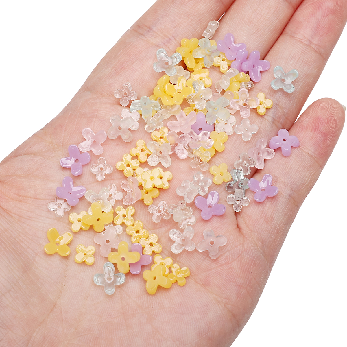 20pcs 5 7mm Resin 4 Petals Flo - Embellishment Crafts ulasan dan harga