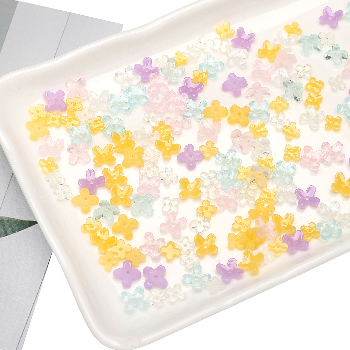 20pcs 5 7mm Resin 4 Petals Flo - Embellishment Crafts ulasan dan harga