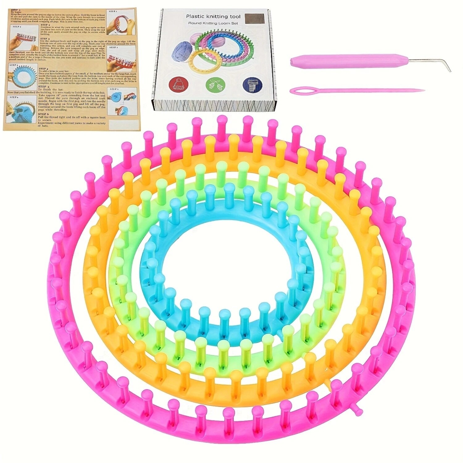 4 Size Round Plastic Scarf Kni - Pom Pom Maker Tool ulasan dan harga