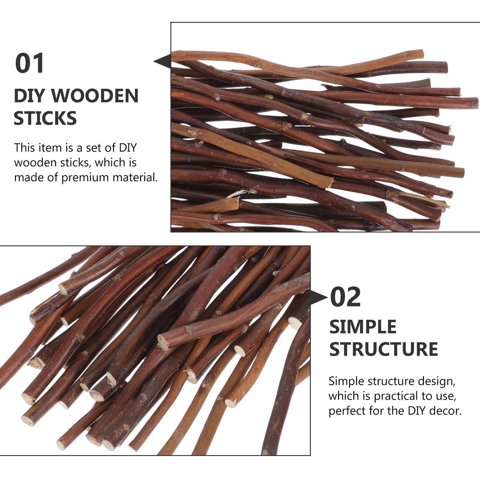 40Pcs DIY Wooden Sticks Natura - Craft Embellishments ulasan dan harga