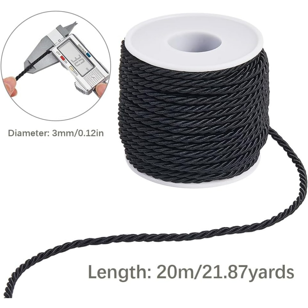 22 Yards 3mm Twisted Cord Deco - Cord Trim Twisted ulasan dan harga