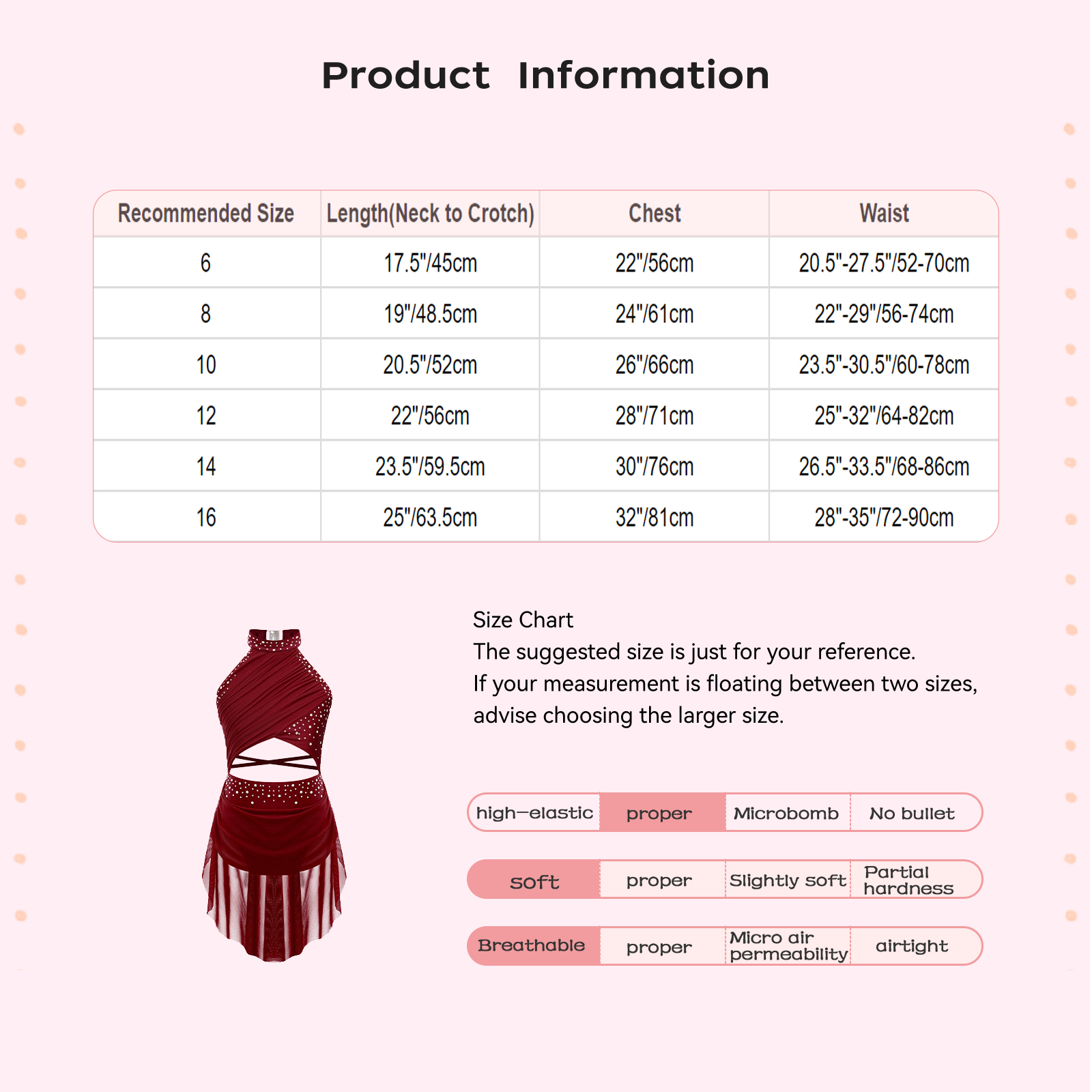 Kids Girls Ballet Leotard Dres - Rhinestone Banding Trim ulasan dan harga