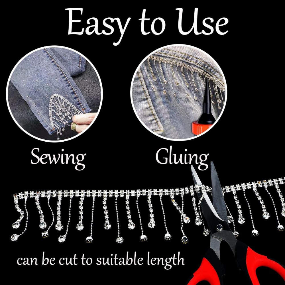 2 Yards Rhinestone Fringe Trim - Beaded Trim Fringe ulasan dan harga