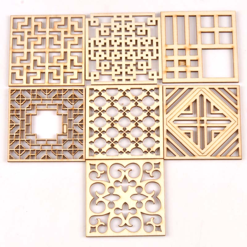5Pcs/set Wood Handicraft hollo - Embellishments For Scrapbooking ulasan dan harga