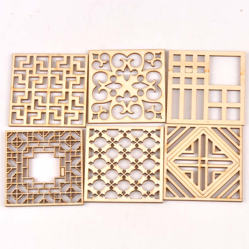 5Pcs/set Wood Handicraft hollo - Embellishments For Scrapbooking ulasan dan harga