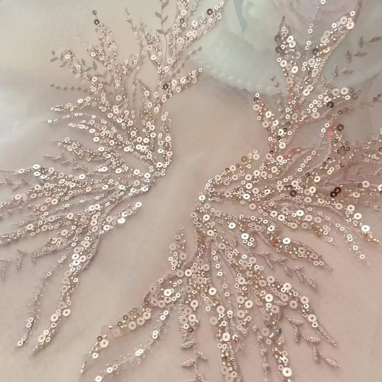 5Pair-2Pair.Rose Gold Sequin T - Applique Patch Flower ulasan dan harga