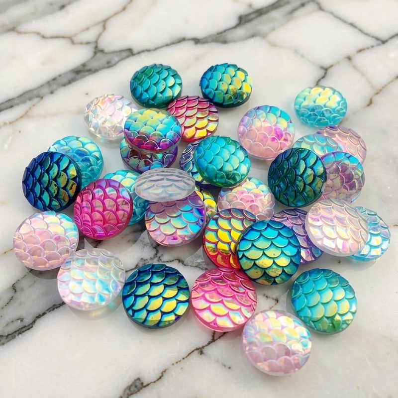 80pcs 12mm Mermaid Fish Scale  - Embellishment Glue Craft ulasan dan harga