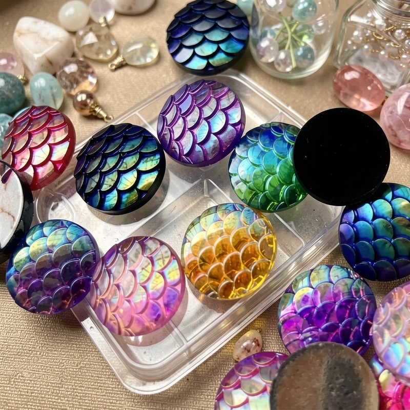 80pcs 12mm Mermaid Fish Scale  - Embellishment Glue Craft ulasan dan harga