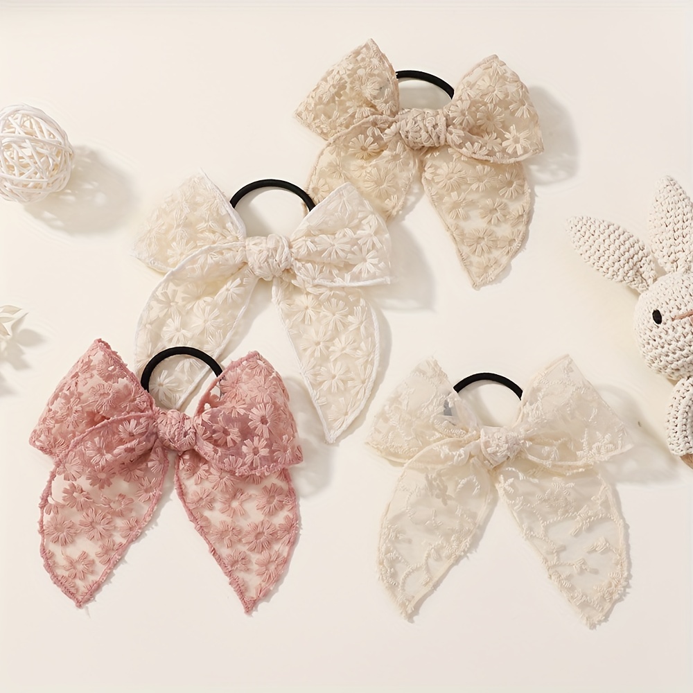 Elegant Lace Bow Hair Tie for  - Elastic Lace Trim ulasan dan harga