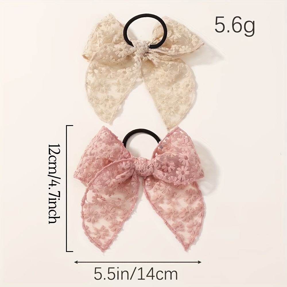 Elegant Lace Bow Hair Tie for  - Elastic Lace Trim ulasan dan harga