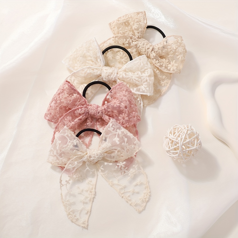 Elegant Lace Bow Hair Tie for  - Elastic Lace Trim ulasan dan harga