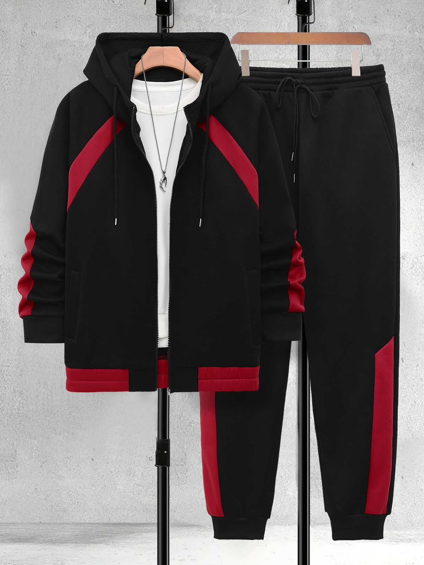 Men's Plus Size Black & Red Co - Embellish Knit ulasan dan harga
