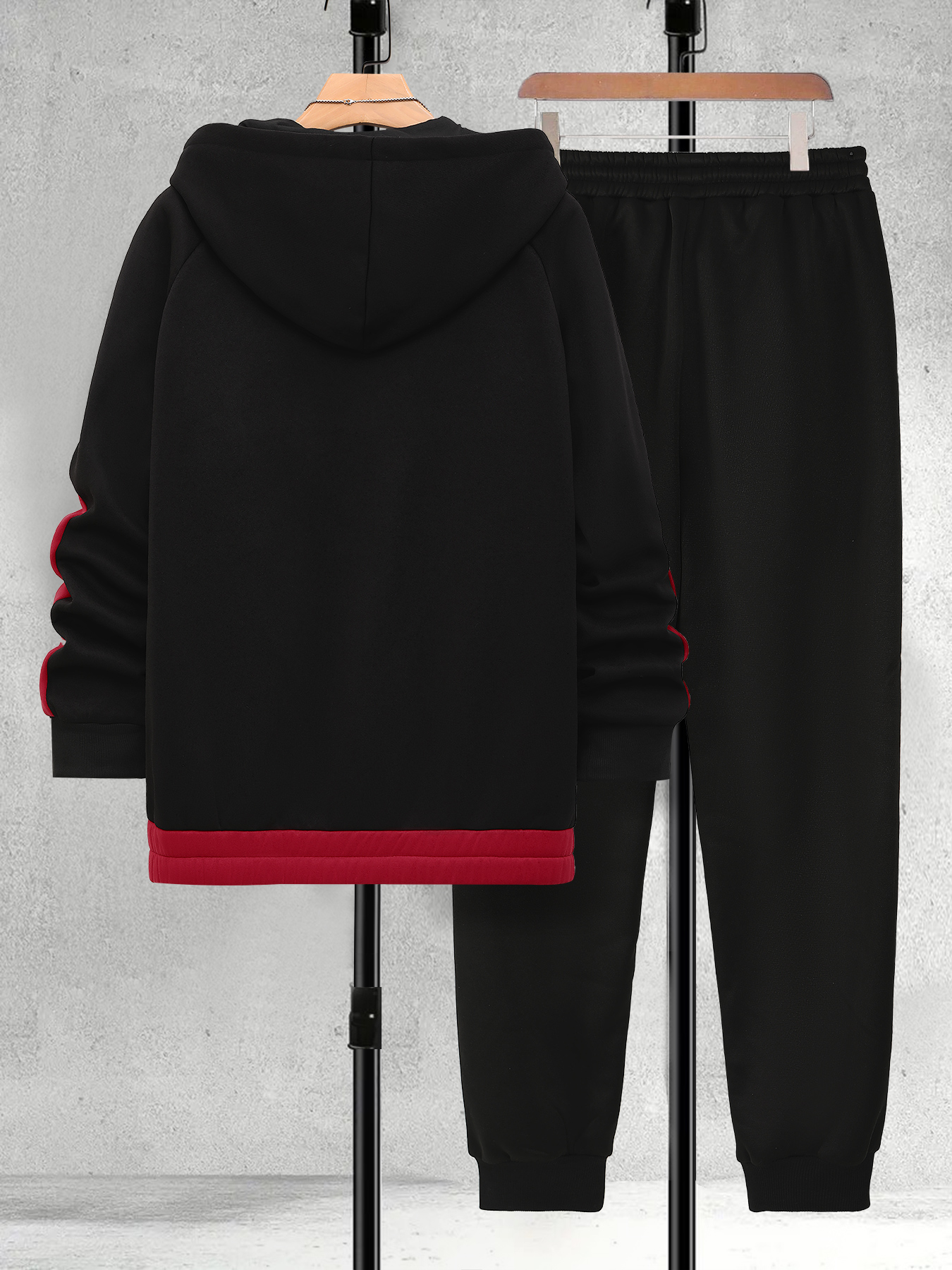 Men's Plus Size Black & Red Co - Embellish Knit ulasan dan harga