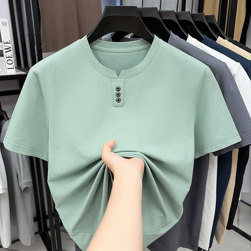 Mens Casual Henley Neck T Shir - Embellish Knit ulasan dan harga