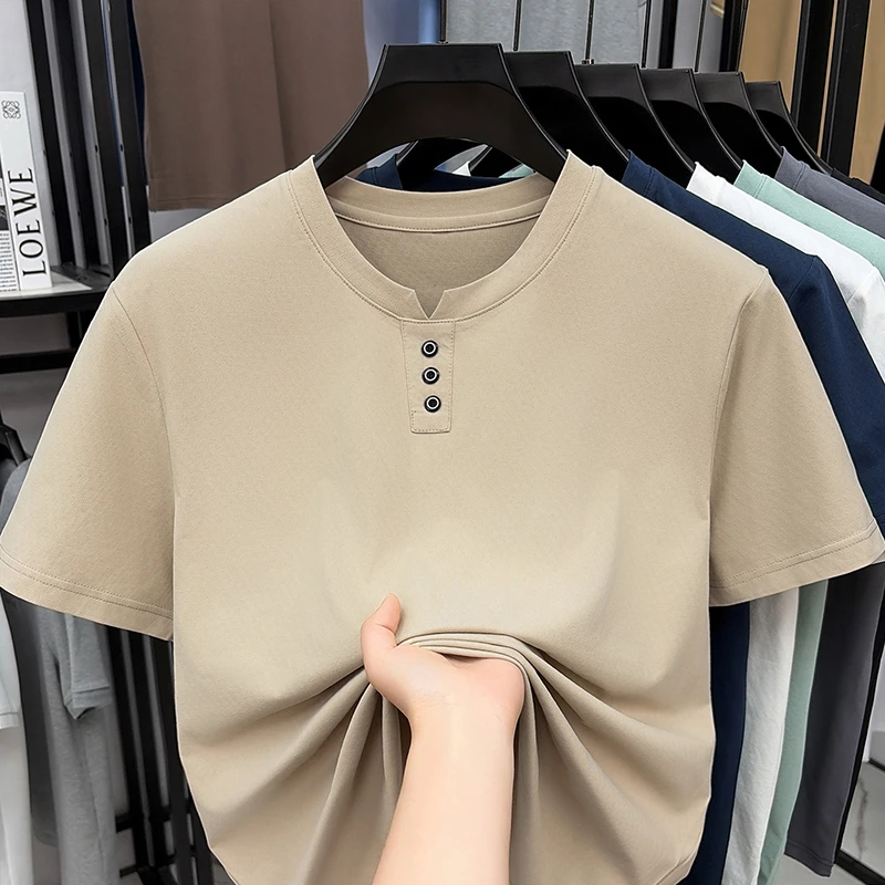 Mens Casual Henley Neck T Shir - Embellish Knit ulasan dan harga