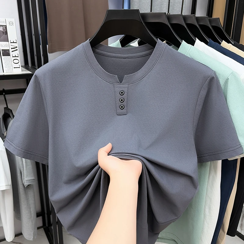 Mens Casual Henley Neck T Shir - Embellish Knit ulasan dan harga