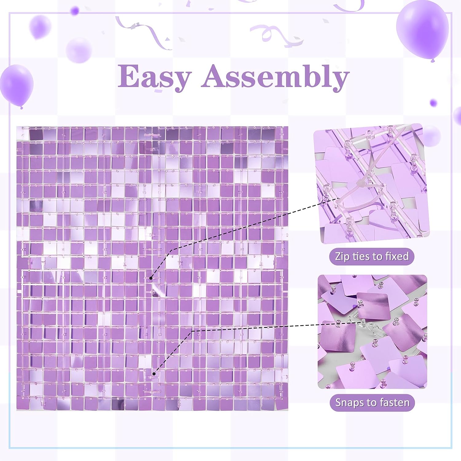 12PCS/Set Light Purple Shimmer - Sequin Fabric Panel ulasan dan harga