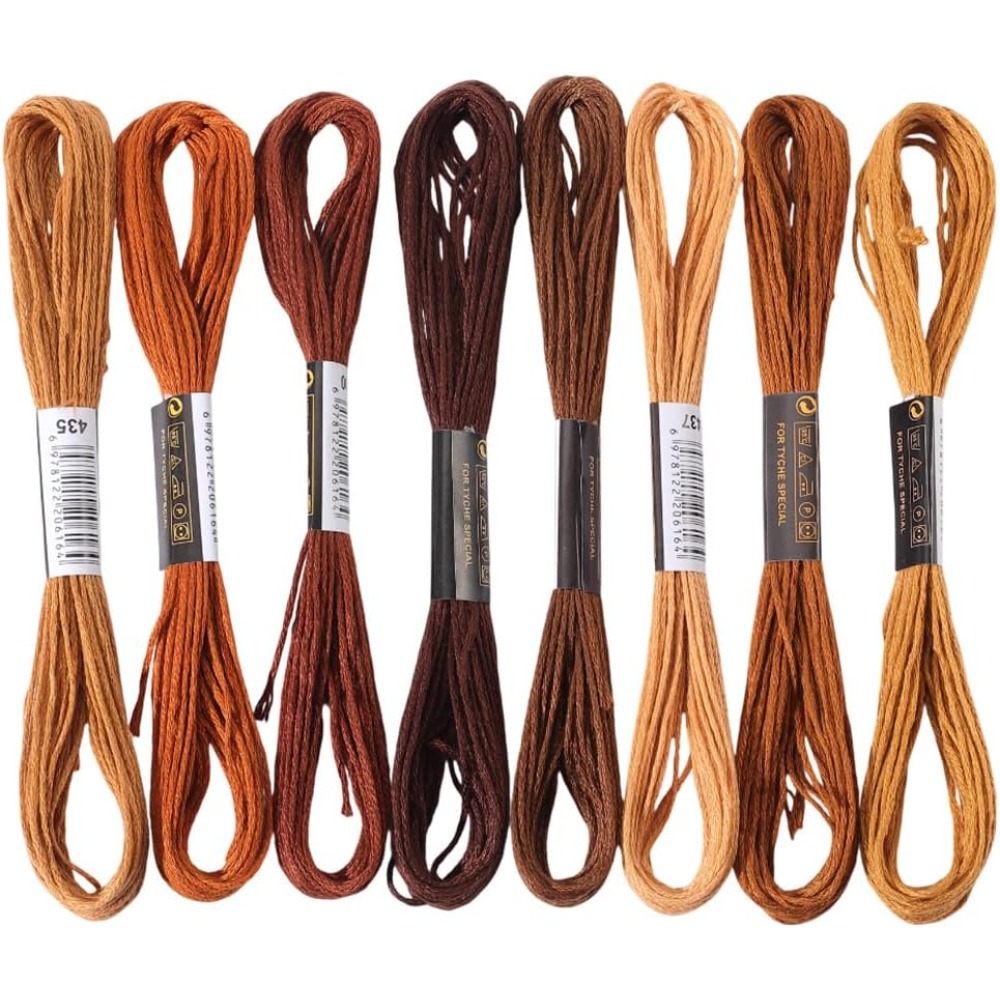 8 Skeins 6 Strands Brown Embro - Embroidery Embellishments ulasan dan harga