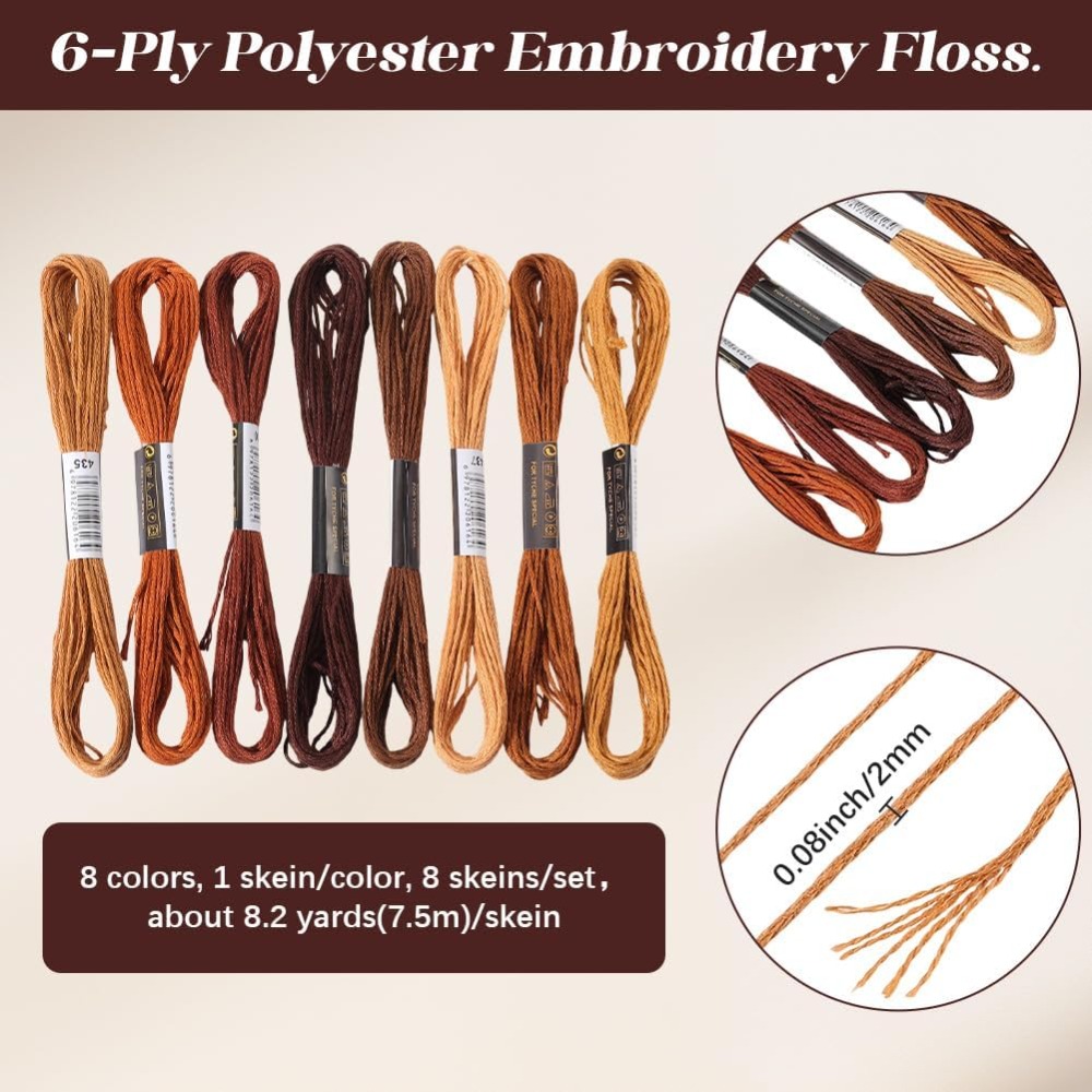 8 Skeins 6 Strands Brown Embro - Embroidery Embellishments ulasan dan harga
