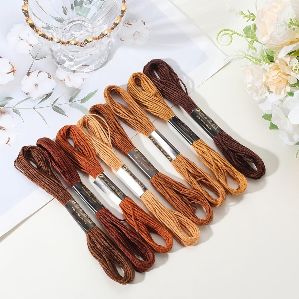 8 Skeins 6 Strands Brown Embro - Embroidery Embellishments ulasan dan harga