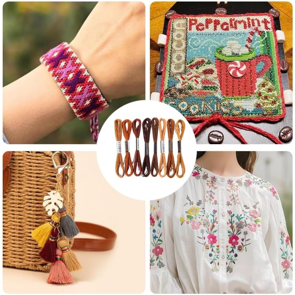 8 Skeins 6 Strands Brown Embro - Embroidery Embellishments ulasan dan harga