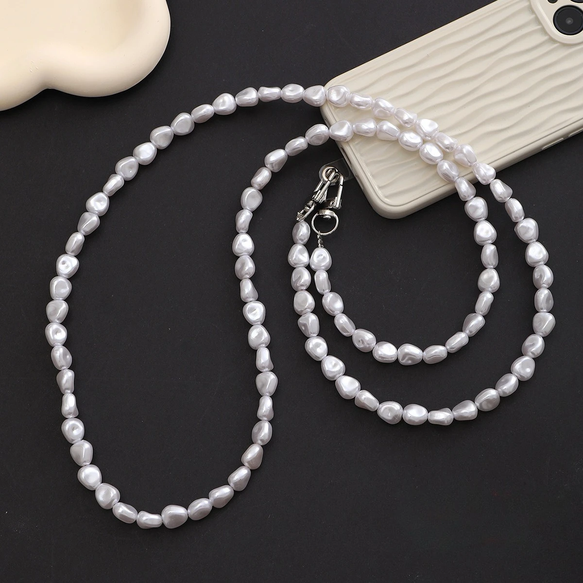 Mobile Phone Lanyard Luxury Pe - Pearl Trim Chain ulasan dan harga