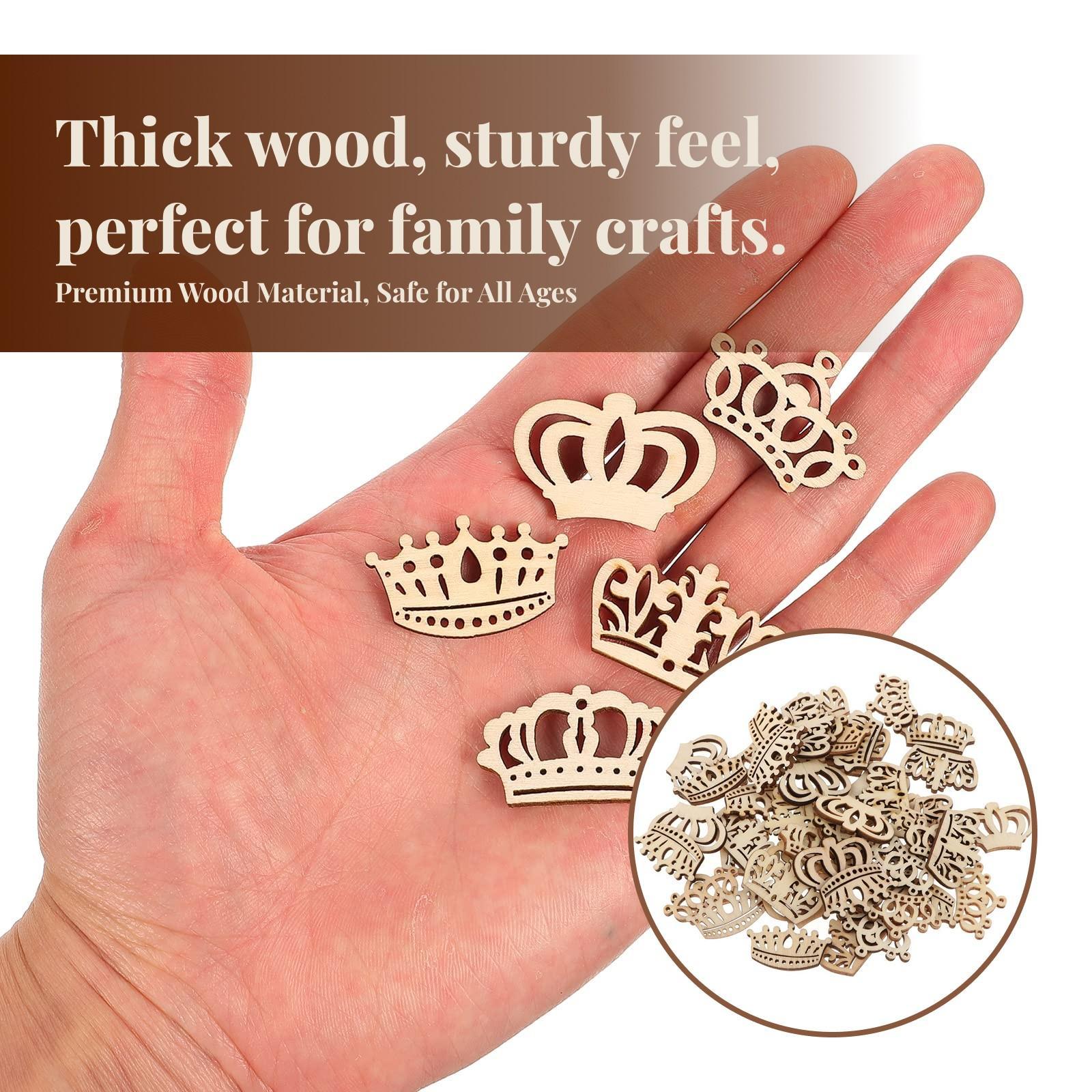 50pcs Crown Wooden Pieces Baby - Craft Embellishments ulasan dan harga