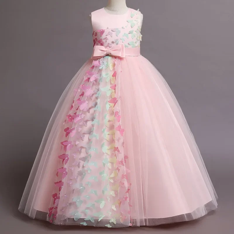 Fashion Bow Flower Girl Dresse - Lace Ribbon Trim ulasan dan harga