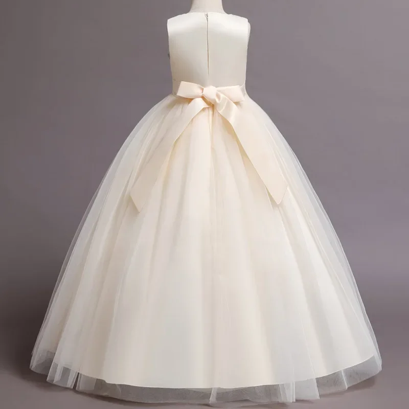 Fashion Bow Flower Girl Dresse - Lace Ribbon Trim ulasan dan harga