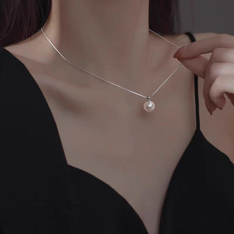 925 Sterling Silver 8mm Pearl  - Pearl Trim Chain ulasan dan harga