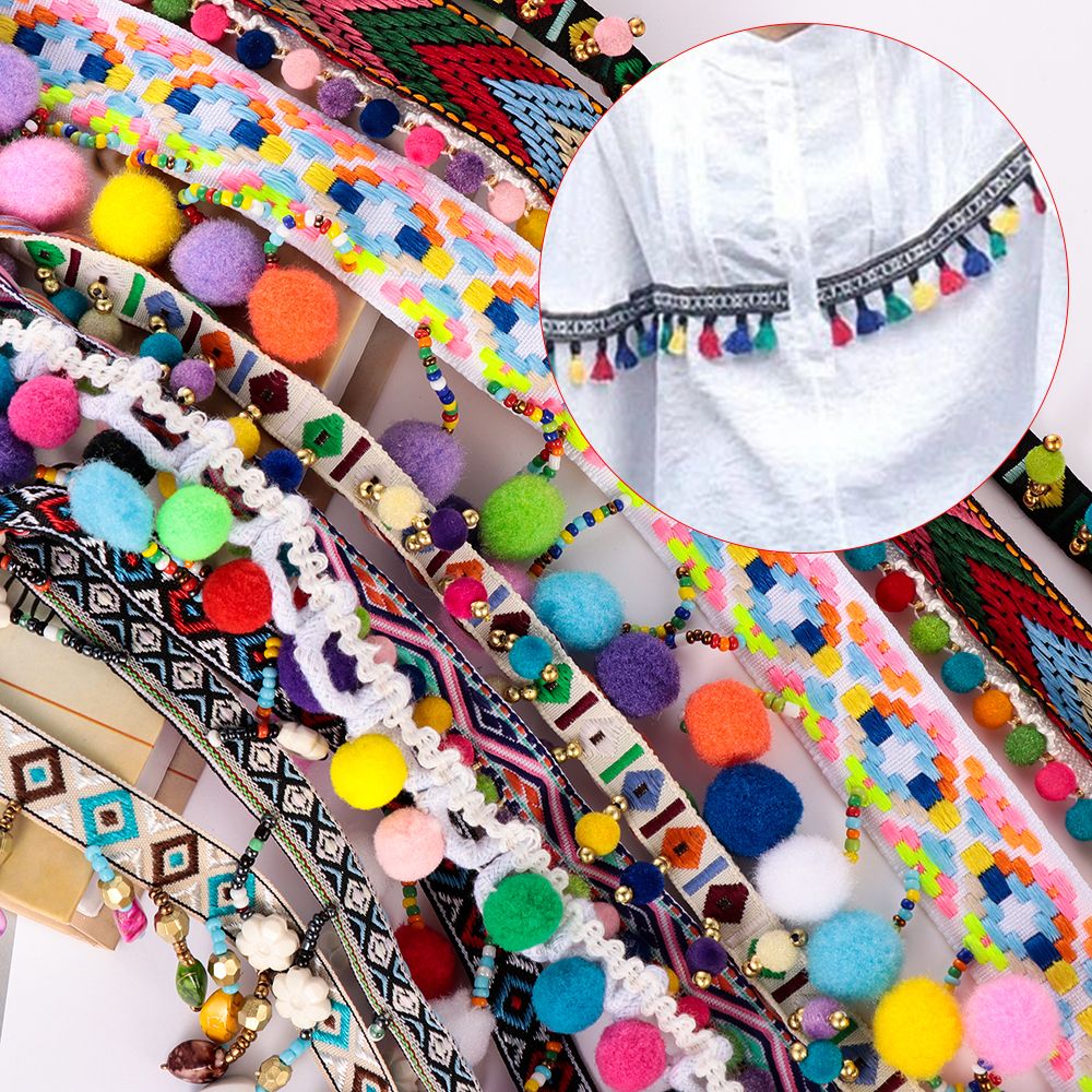 1yard Bohemia Tassel Lace Trim - Lace Ribbon Trim ulasan dan harga
