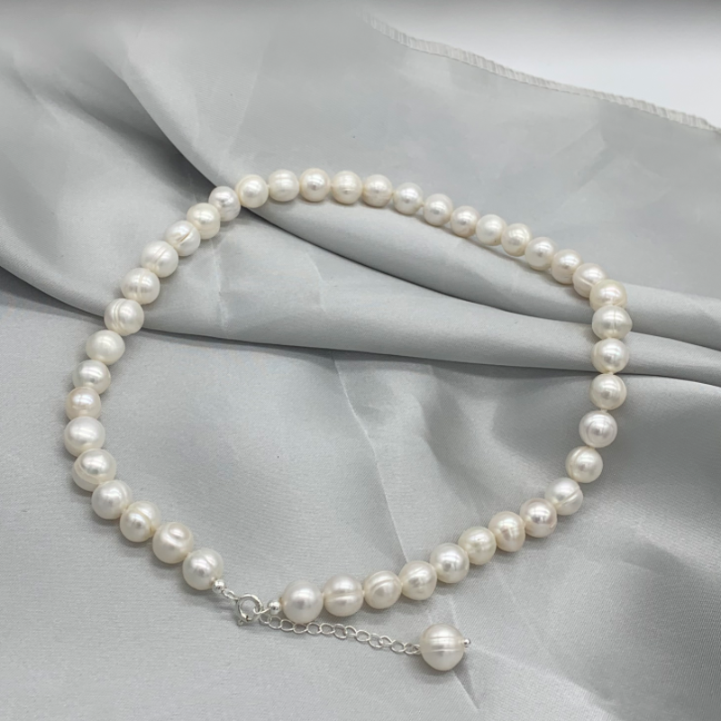 9-10mm Freshwater Pearl Neckla - Pearl Trim Chain ulasan dan harga