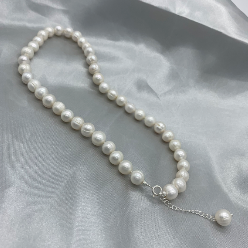 9-10mm Freshwater Pearl Neckla - Pearl Trim Chain ulasan dan harga