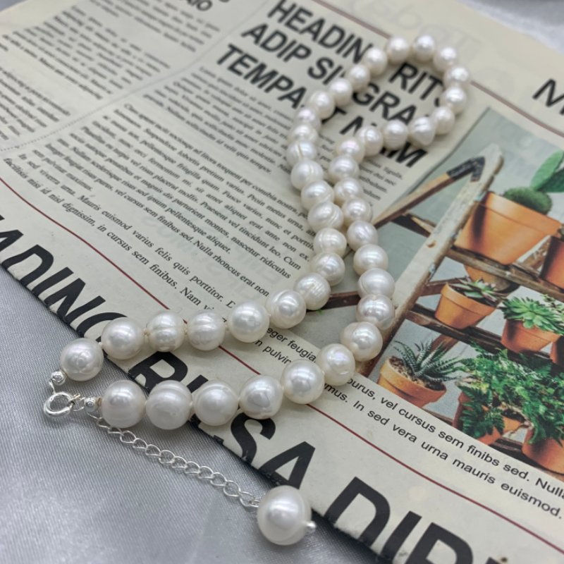9-10mm Freshwater Pearl Neckla - Pearl Trim Chain ulasan dan harga