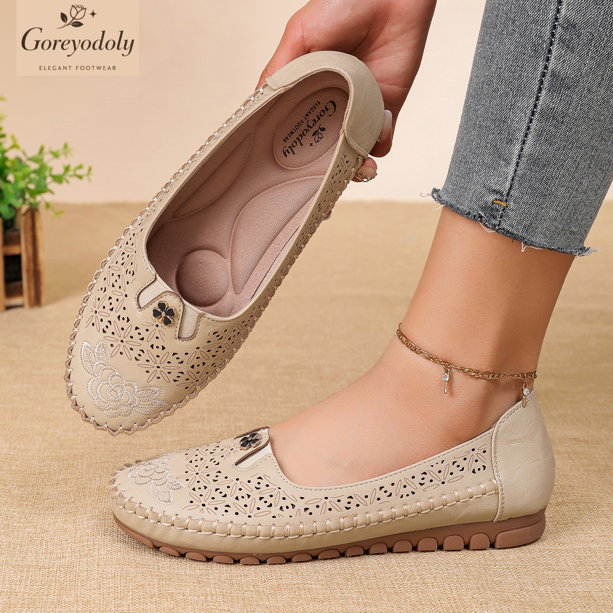 Goreyodoly women loafers flora - Embroidery Embellishments ulasan dan harga