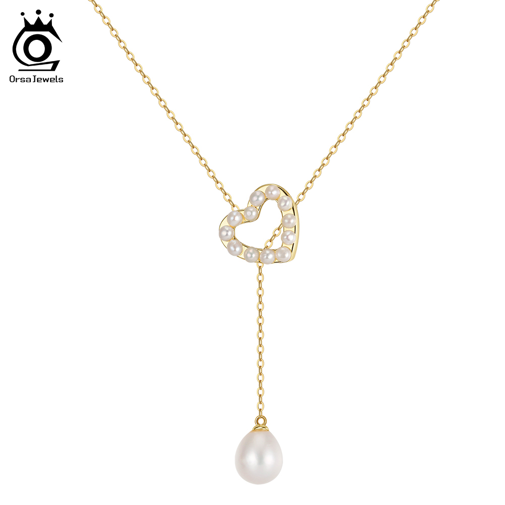 ORSA JEWELS S925 Love Heart Pe - Pearl Trim Chain ulasan dan harga