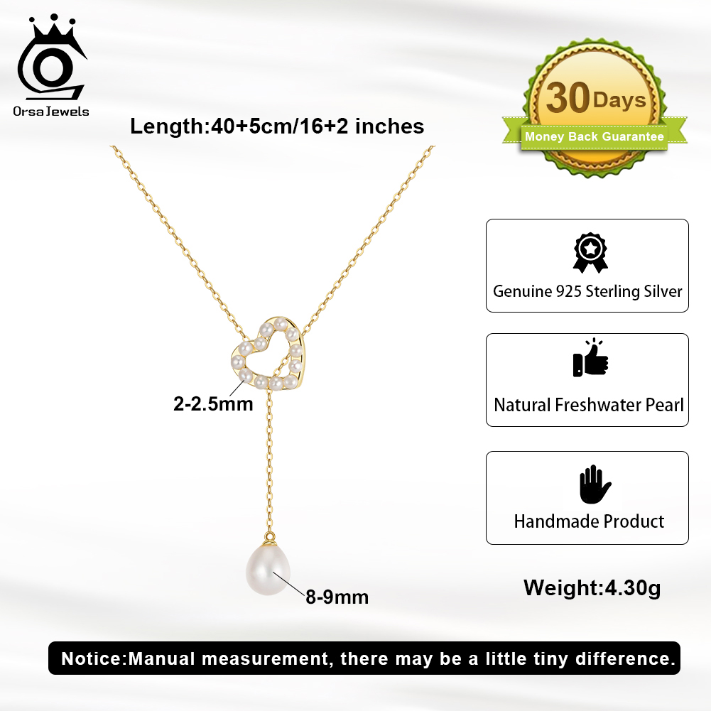 ORSA JEWELS S925 Love Heart Pe - Pearl Trim Chain ulasan dan harga