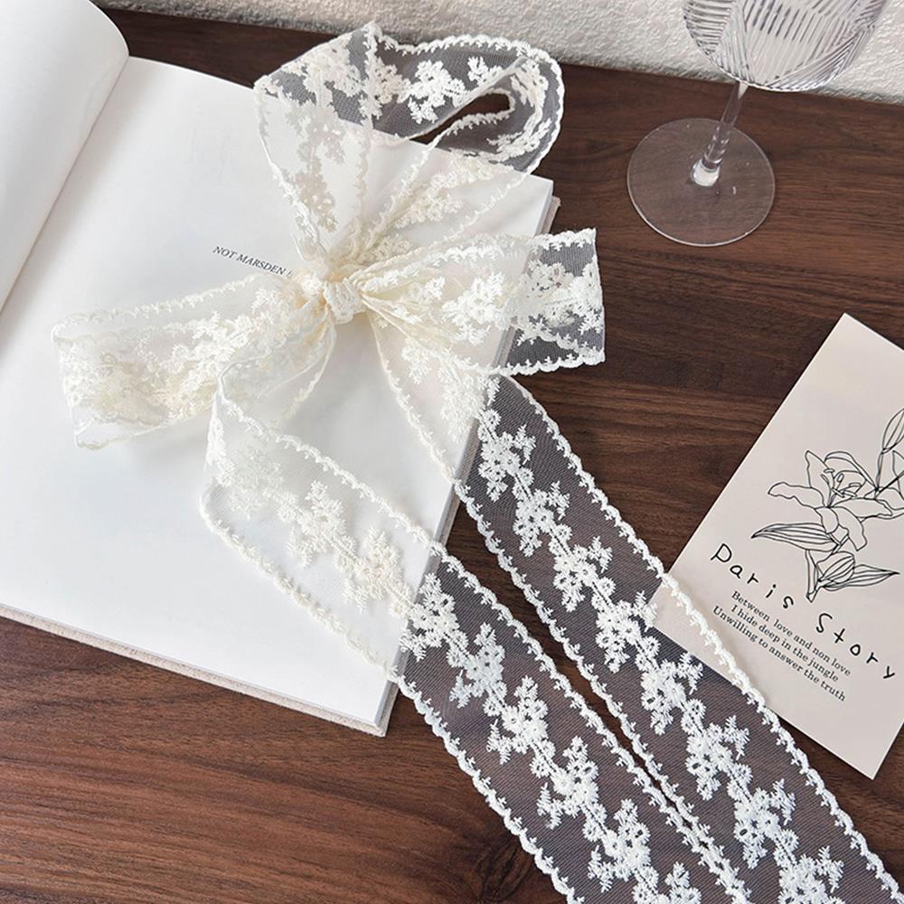 Elegant Lace Scarf Bow Necklac - Lace Ribbon Trim ulasan dan harga