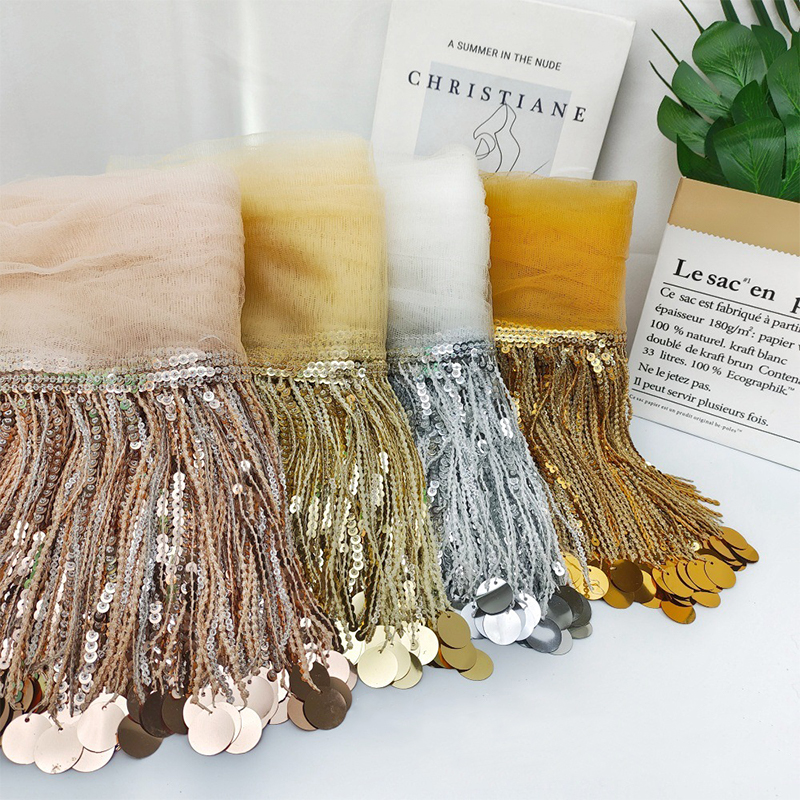 10 Yards Sequins Tassel Lace T - Lace Ribbon Trim ulasan dan harga