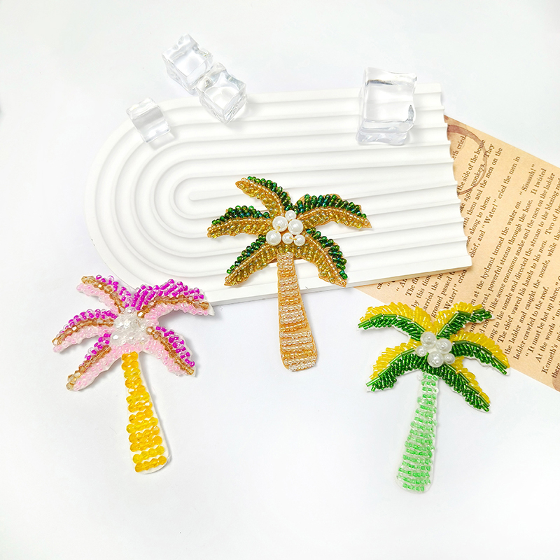 1Pc 3D Coconut Tree Beaded Pat - Craft Embellishments ulasan dan harga