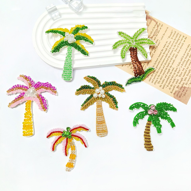 1Pc 3D Coconut Tree Beaded Pat - Craft Embellishments ulasan dan harga