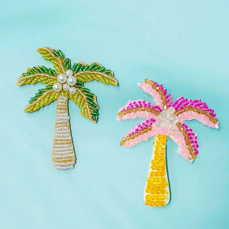 1Pc 3D Coconut Tree Beaded Pat - Craft Embellishments ulasan dan harga