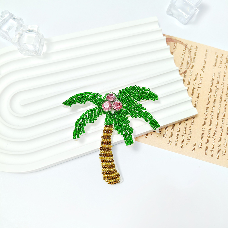 1Pc 3D Coconut Tree Beaded Pat - Craft Embellishments ulasan dan harga